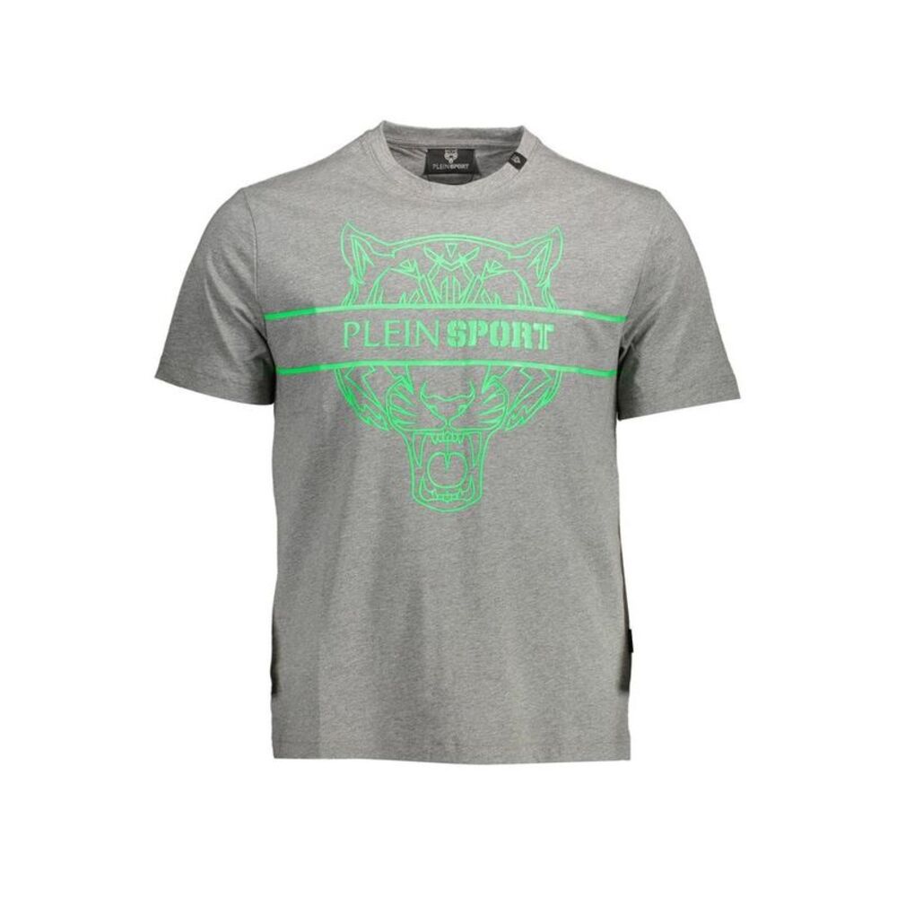 Plein Sport "Gray Cotton Men's T-Shirt with Contrasting Men's Details"